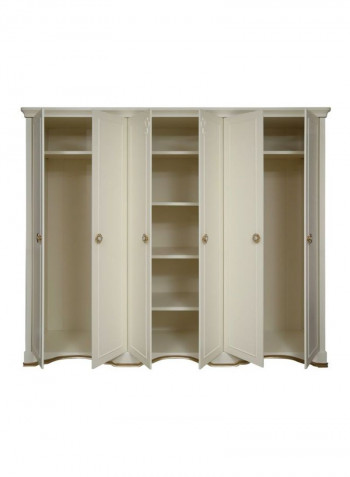 Esterford 6-Door Wardrobe Beige/Gold 275x221x63centimeter