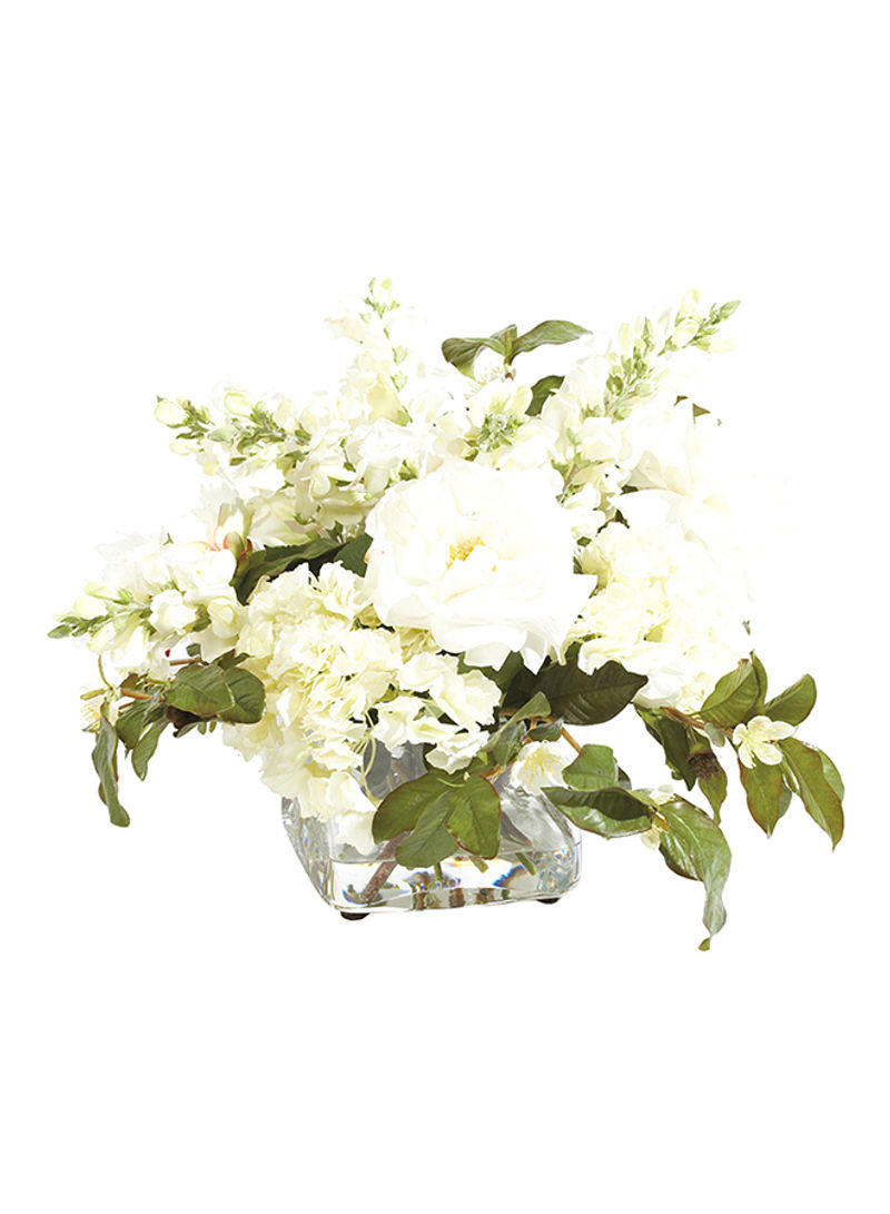 Mixed Bouquet With Container White/Green