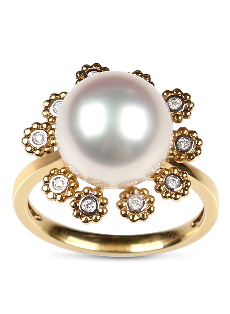 18K Yellow Gold South Sea Flower Pearl Ring