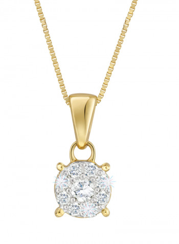 Yellow Gold 0.42 Carat Diamond Illusion Pendant