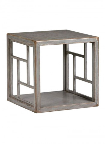 Dynasty Fretwork End Table Marble Grey 377 24x24x24inch