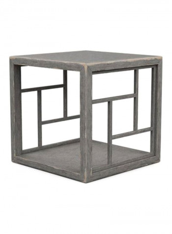 Dynasty Fretwork End Table Marble Grey 377 24x24x24inch