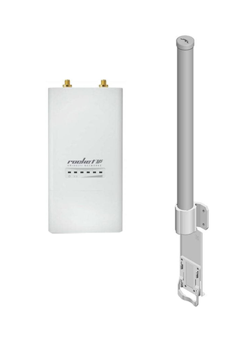 Pack Of 2 RocketM5 Outdoor Basestation And Omni Dual Antenna Grey/White