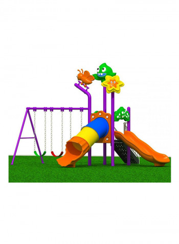 5-In-1 Single Tube Slide And 3 Swing Set 12001