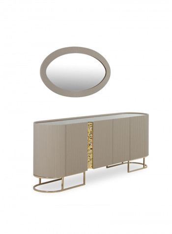 Cyprus Sideboard with Mirror Beige/Gold 242.5x49.5x88cm
