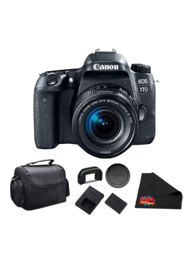 EOS 77D DSLR With EF-S 18-55mm f/4-5.6 IS STM Lens 24.2MP,LCD Touchscreen, Built-In Wi-Fi, NFC, Bluetooth And Accessory Bundle