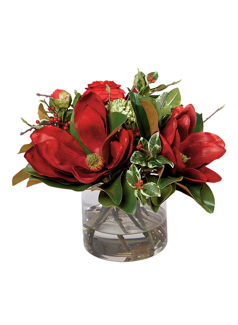 Camellia Magnolia Artificial Flowers Red/Green
