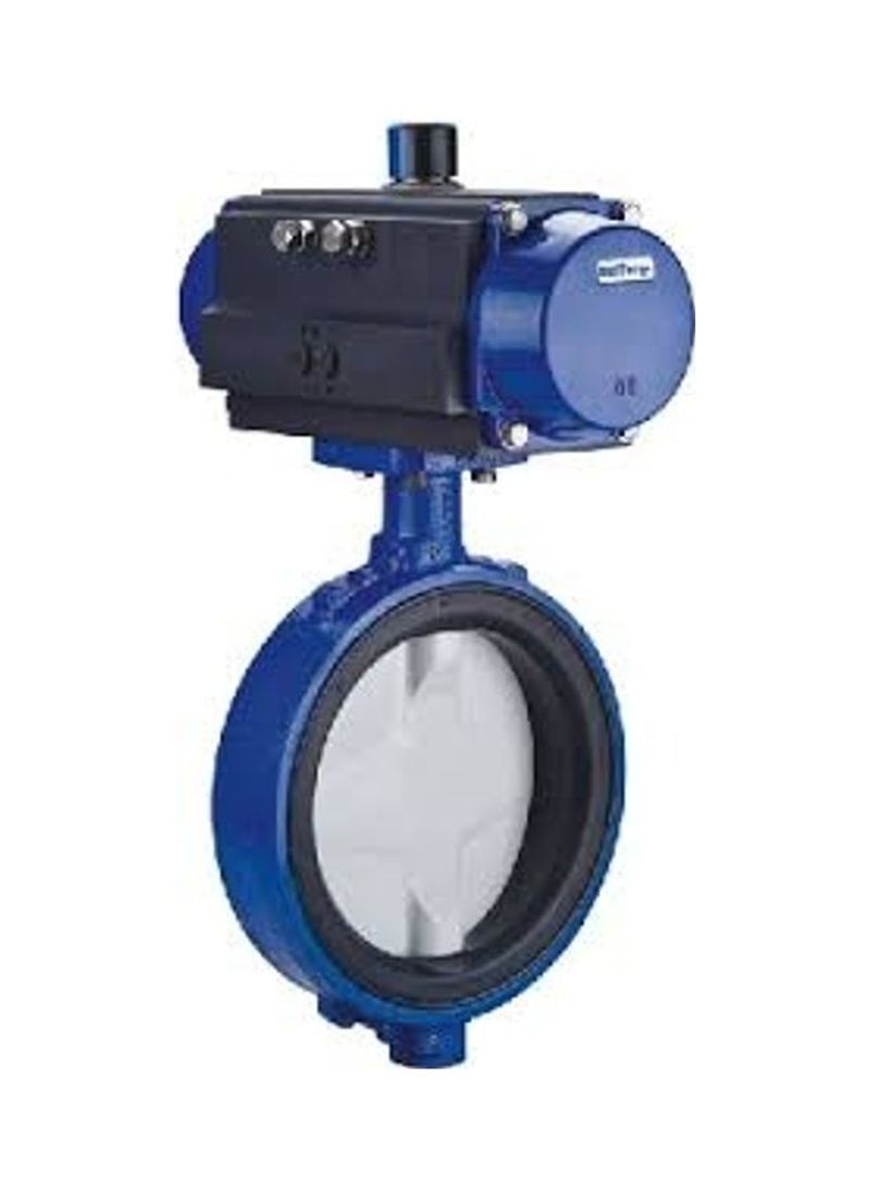 Cast Iron Wafer Type Butterfly Valve with Pneumatic Double Acting Actuator Blue 12inch