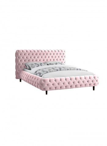 Hand Tufted Upholstered Super King Bed With Spring Mattress Multicolour 200x200x150cm