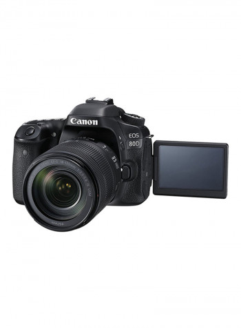 كاميرا رقمية بعدسة أحادية عاكسة EOS 80D مع عدسة IS USM EF-S ببعد بؤري 18-135 وفتحة عدسة f/3.5-5.6 بدقة 24.2 ميجابكسل وشاشة عرض LCD تعمل باللمس واتصال واي فاي مدمج