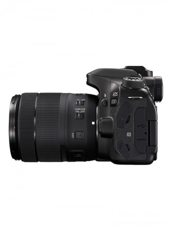 كاميرا رقمية بعدسة أحادية عاكسة EOS 80D مع عدسة IS USM EF-S ببعد بؤري 18-135 وفتحة عدسة f/3.5-5.6 بدقة 24.2 ميجابكسل وشاشة عرض LCD تعمل باللمس واتصال واي فاي مدمج