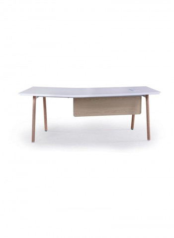 2- Piece Executive Table Set White/Beige/Green Big Table(2000x890x750), Small Table: (1200x500x600)cm