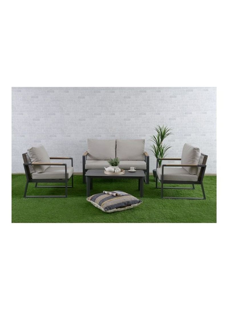 4 Seater Pringle Garden Sofa Set With Center Table Grey