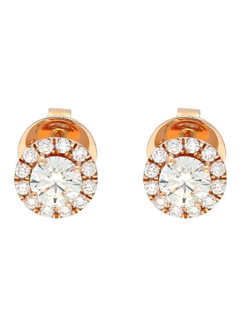 18 Karat Gold 0.69Ct Diamond Studded Stud Earrings