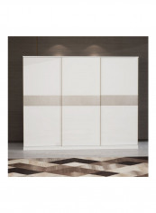 Marvis 3-Door Sliding Wardrobe White/Beige 240x59x220cm