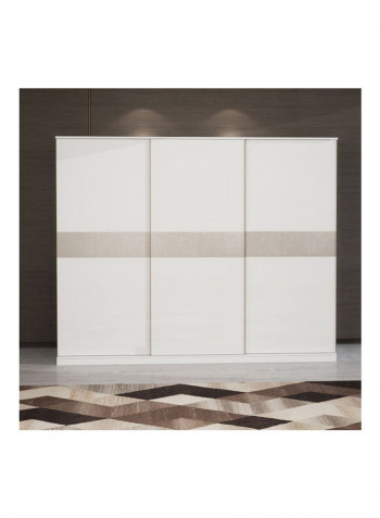 Marvis 3-Door Sliding Wardrobe White/Beige 240x59x220cm