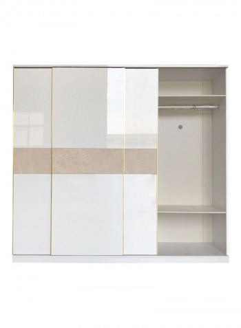 Marvis 3-Door Sliding Wardrobe White/Beige 240x59x220cm