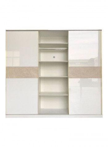 Marvis 3-Door Sliding Wardrobe White/Beige 240x59x220cm