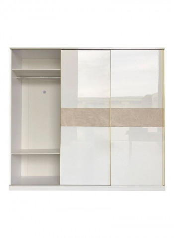 Marvis 3-Door Sliding Wardrobe White/Beige 240x59x220cm