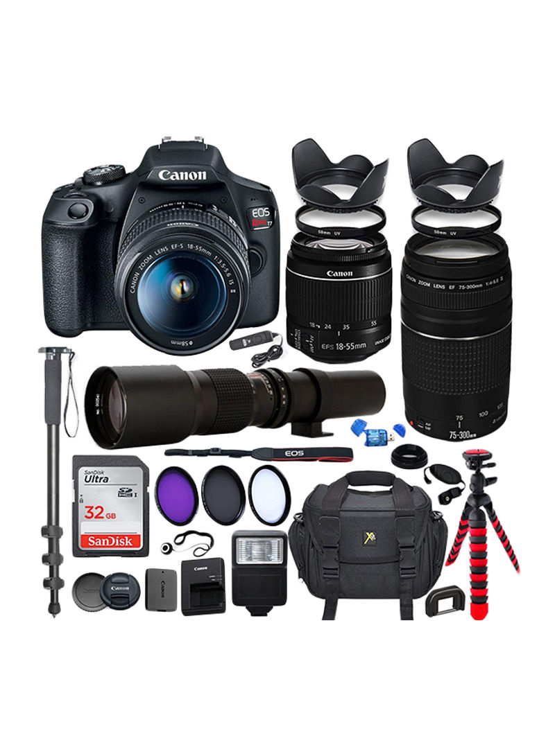 EOS Rebel T7 DSLR Camera With 18-55mm/75-300mm Lens With Accessories