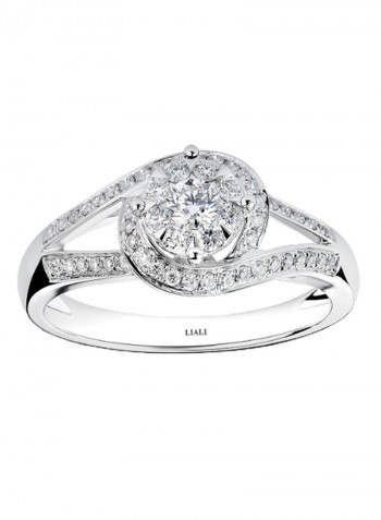 18K White Gold Diamond Studded Band Ring