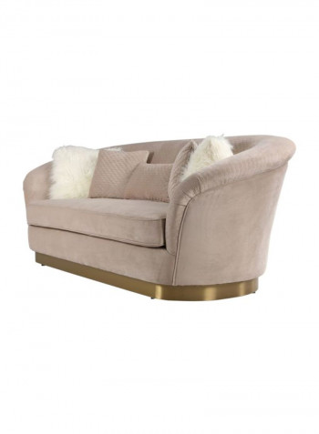 3-Seater Decorated Furry Sofa Beige/White