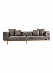Osake 3-Seater Sofa Grey/Gold 250x70x90centimeter