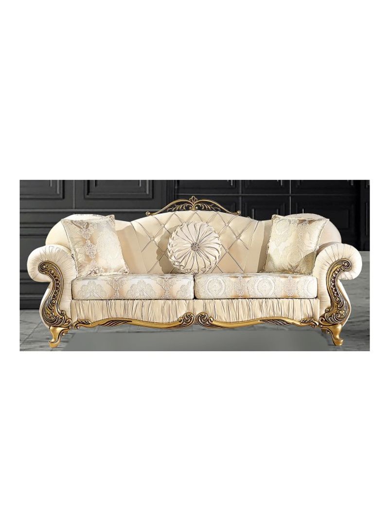 Maxiin 3 Seater Classic Fabric Sofa, Beige Beige/Gold L 75 X W 95 X H 108cm