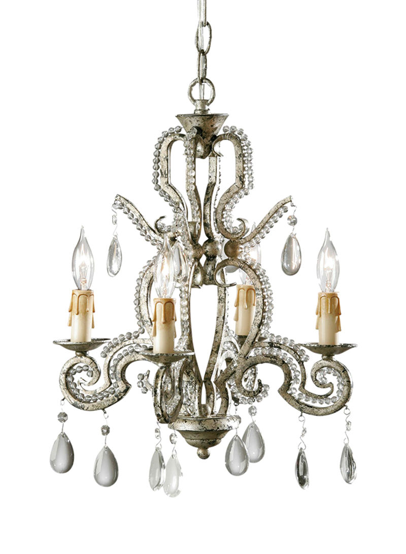 Four Light Kendall Chandelier Silver/Clear 35.56 x 41.91centimeter