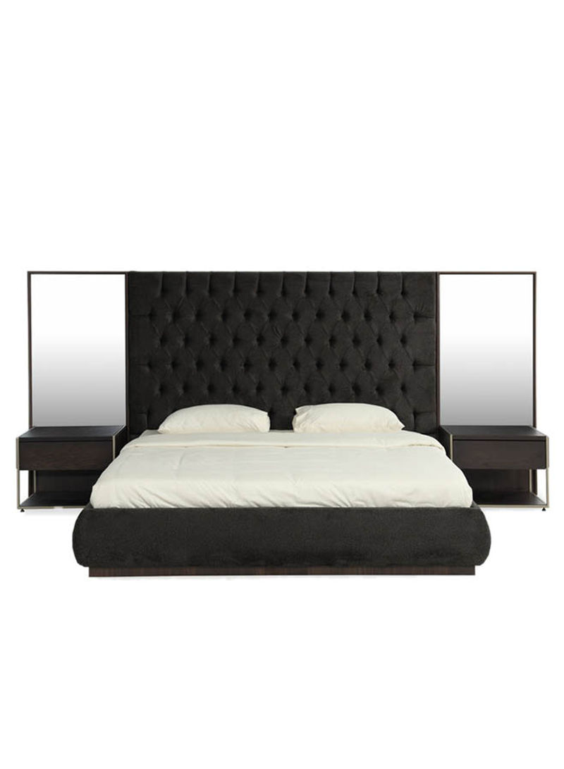 Nairobi King Bed With 2 Nightstand Black 180x200x150cm