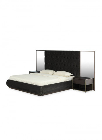 Nairobi King Bed With 2 Nightstand Black 180x200x150cm