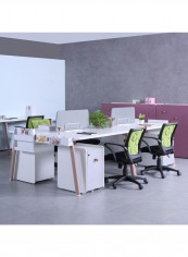 2-Seater Wooden Workstation Table White/Beige 1400x1400x750millimeter