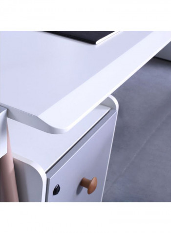 طاولة عمل خشبية مع مقعدين أبيض/بيج 1400x1400x750ملليمتر