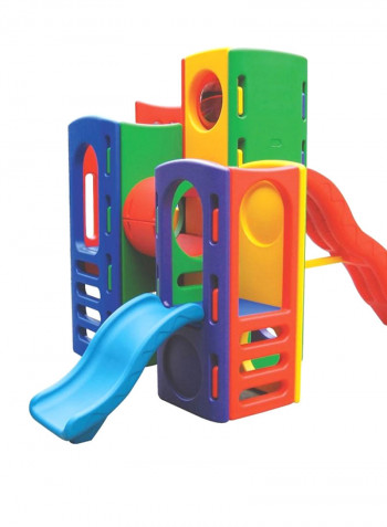 Indoor Outdoor Multi Tunnel Playhouse And Slide Set 342x179x200centimeter