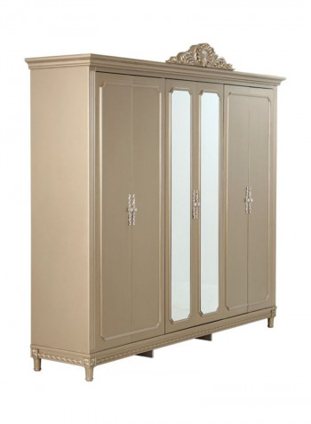 Melika 6-Door Wardrobe Beige 256x56x240cm