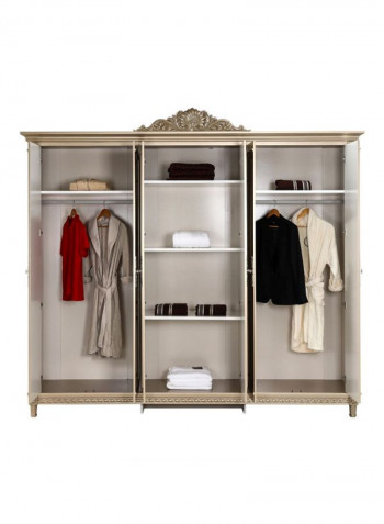 Melika 6-Door Wardrobe Beige 256x56x240cm