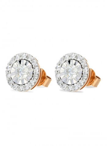 18 Karat Gold 0.99Ct Diamond Studded Stud Earrings