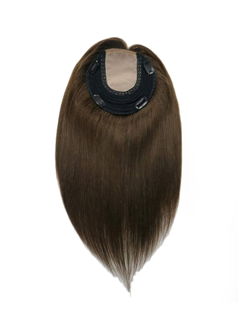 Natural Straight Top Hairpiece Human Hair Extension Brown