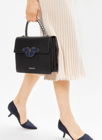 Audrey Butterfly Detail Shoulder Bag Black/Blue