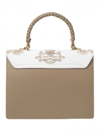 Penelope Floral Detail Crossbody Bag Beige/White