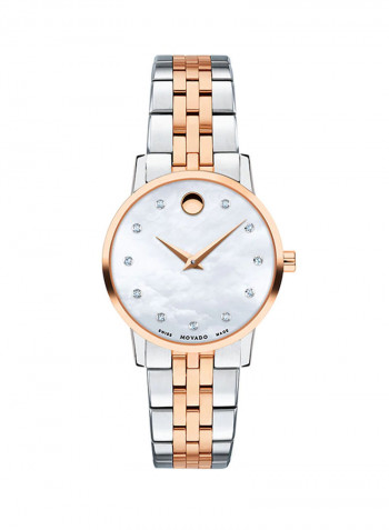 Museum White Mother Of Pearl Dial 28mm Swiss Quartz Watch 0607209 للنساء