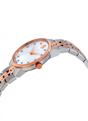 Museum White Mother Of Pearl Dial 28mm Swiss Quartz Watch 0607209 للنساء