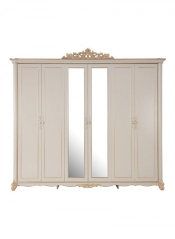 Farida 6-Door Wardrobe Gold 260x60x230cm