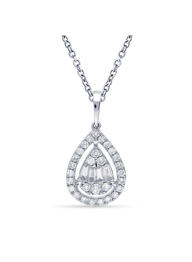 18 Karat White Gold 0.51 Carat Diamond Pendant Necklace