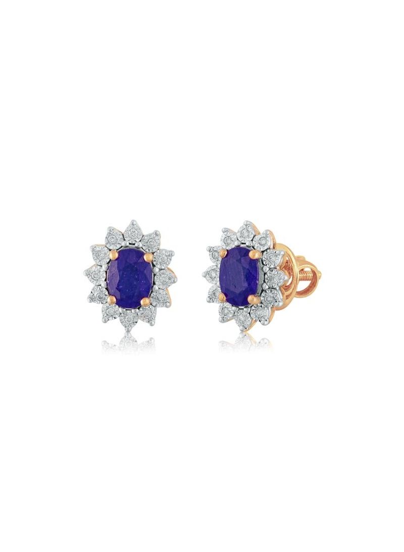 18 Karat Gold Royal Blue Sapphire Earring