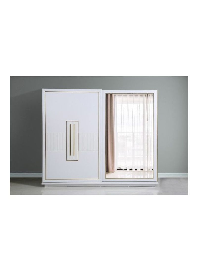 2-Door Whiteline Sliding Wardrobe with Mirror White/Golden/Silver
