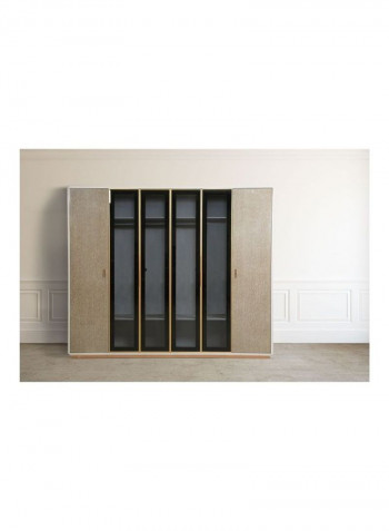 6-Door Designer Wilmington Wardrobe Beige/Black/Golden