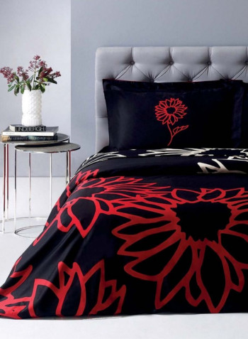 VER1969 Printed Bedspread Set Cotton Black 240x260cm