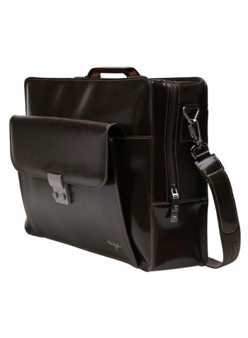 Credence Leather Business Briefcase Dark Brown