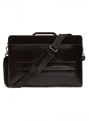 Credence Leather Business Briefcase Dark Brown
